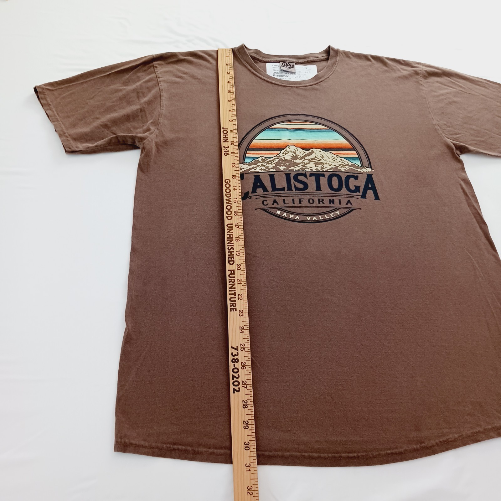 Blue 84 Calistoga California Napa Valley T-Shirt Size Large Brown 100% Cotton gallery