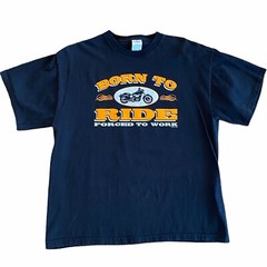 Born to Ride Forced to Work Mens T-Shirt Black Size Large Motorcycle Biker