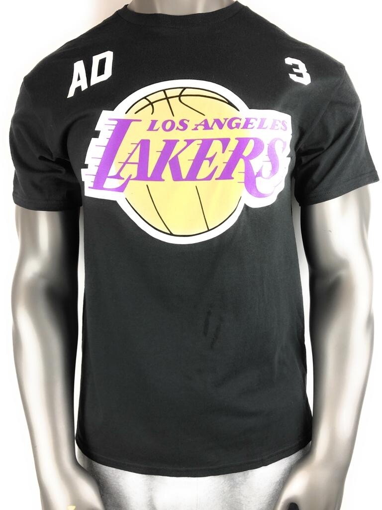 NBA Men’s Los Angeles Lakers Anthony Davis AD #3 Black Print T- Shirt Mens Small