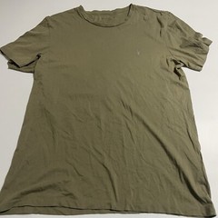 Allsaints Shirt Mens XL Light Olive Short Sleeve Goat Skull Casual 42″ Chest