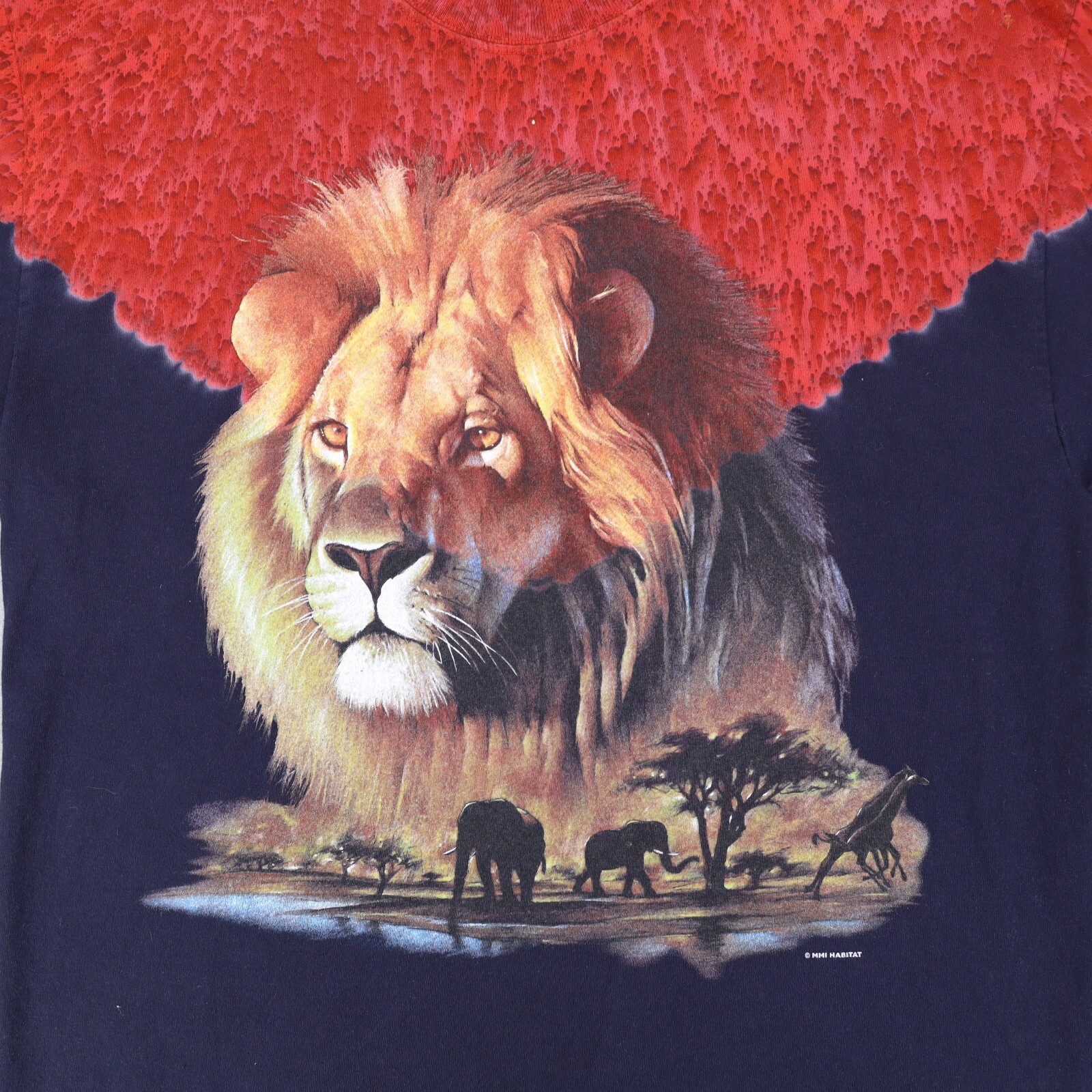Vintage Rainforest Cafe Tie Dye T shirt Sz L Lion Habitat AOP All Over Print 90s gallery