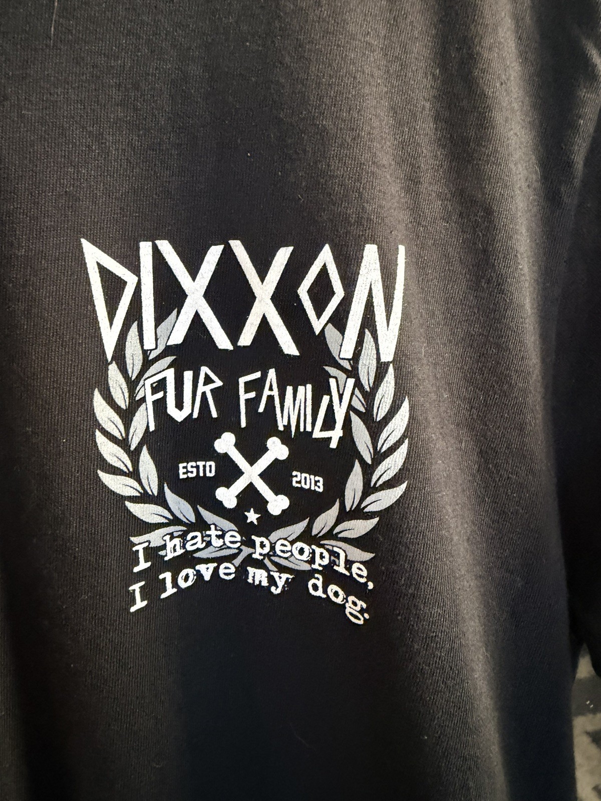 DIXXON Co Fur Family Black Tee T-Shirt Mens Small S I Hate People I Love My Dog gallery