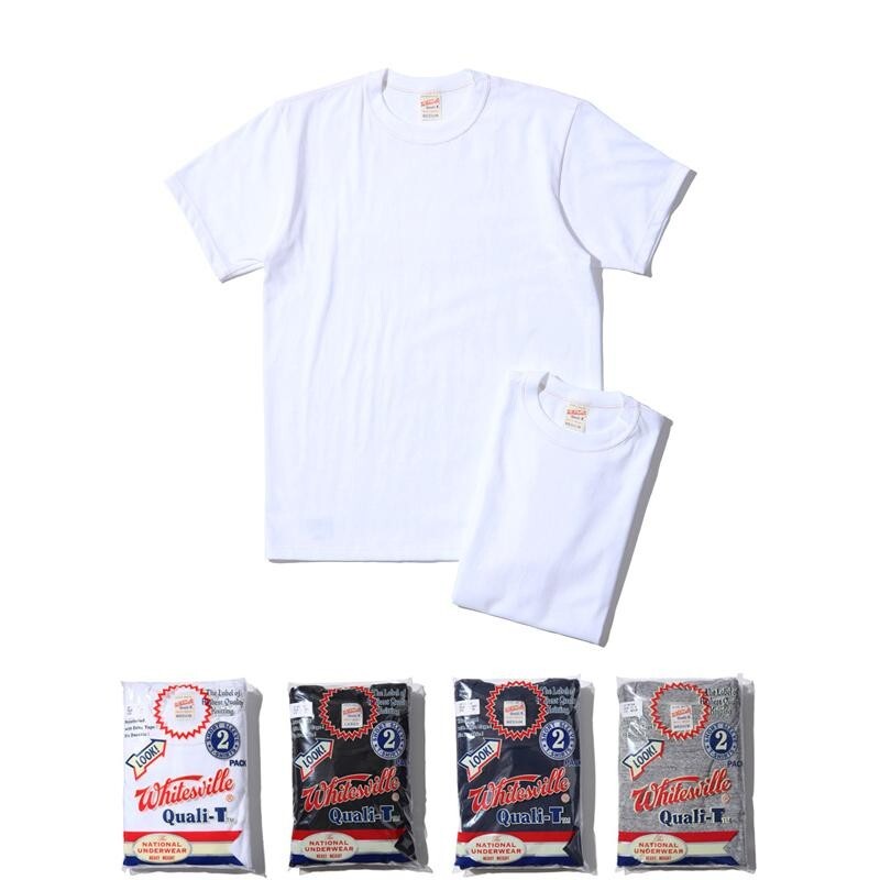 WHITESVILLE 2-PACK T-SHIRT - White, Black, Navy, Gray [ WV73544 ] Made in Japan gallery