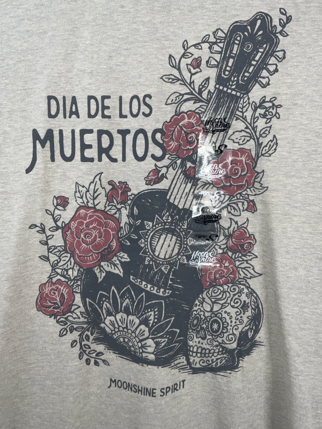 NWT Brad Paisley Moon Shine Spirit Dia de los Muertos Guitar Tan T-shirt Small gallery