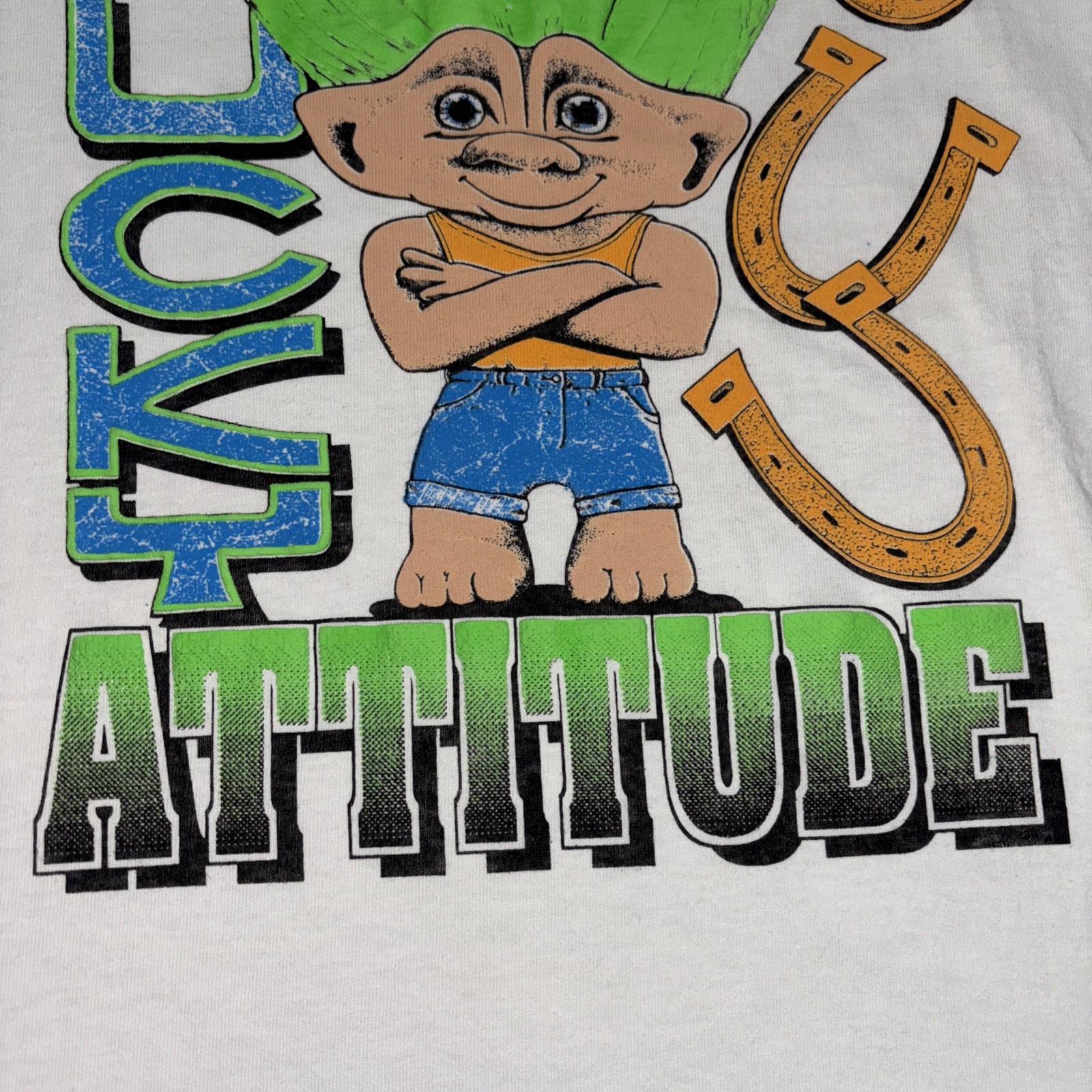 Vintage 90s Troll Lucky Attitude Single Stitch Shirt Size XL Rare Trolls Toy gallery