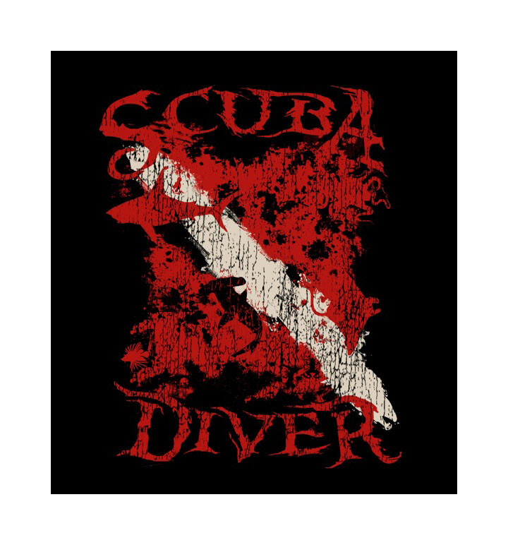 Amphibious Outfitters T-Shirt - Scuba Diver - Black - Dive Flag - D0206B gallery