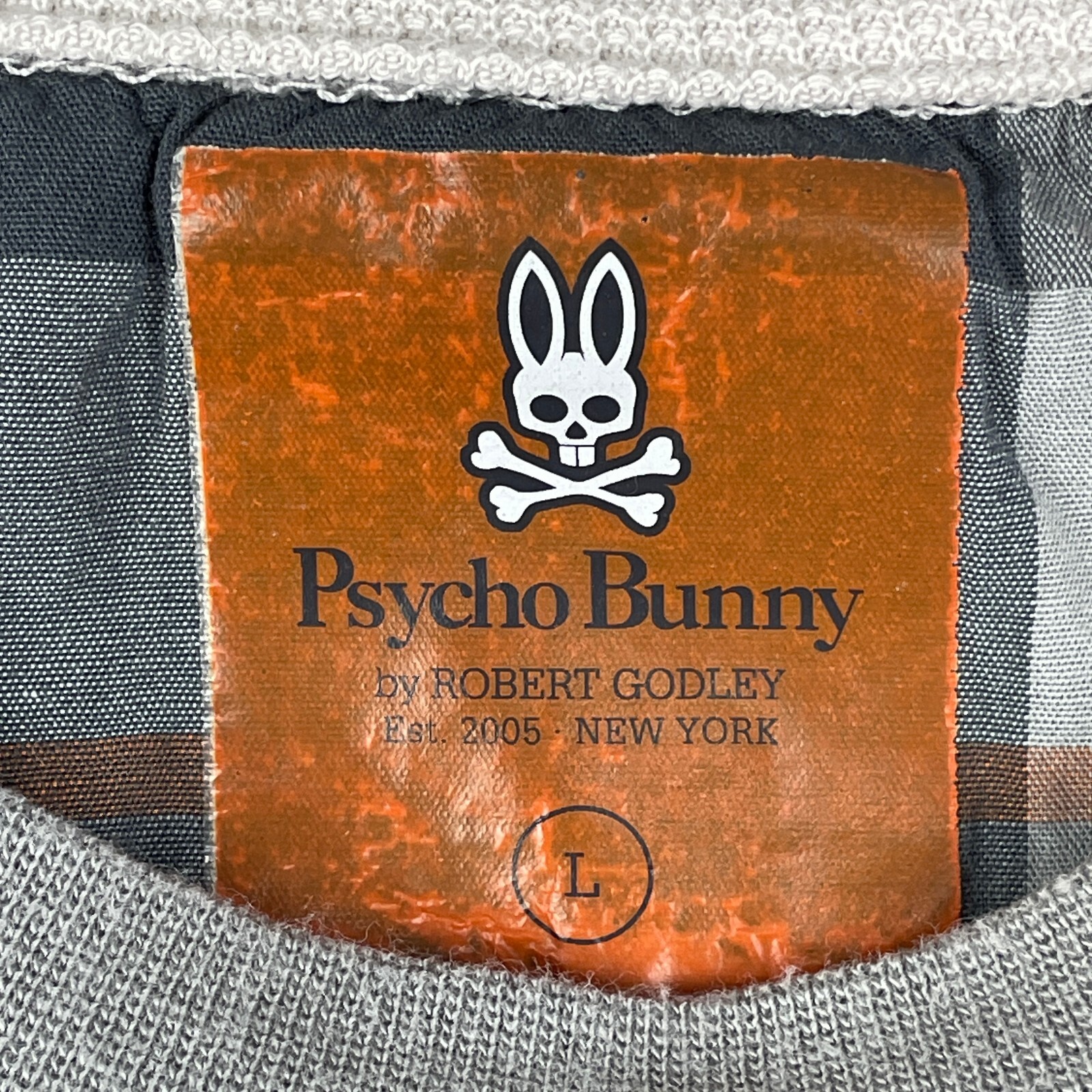 Psycho Bunny T-Shirt Mens Large L Beige Gray Tipped Waffle Knit Thermal Lounge gallery