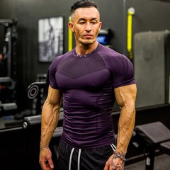Men Short Sleeve Compression Shirts Quick Dry Fitness Cycling Running T-Shirt Wo