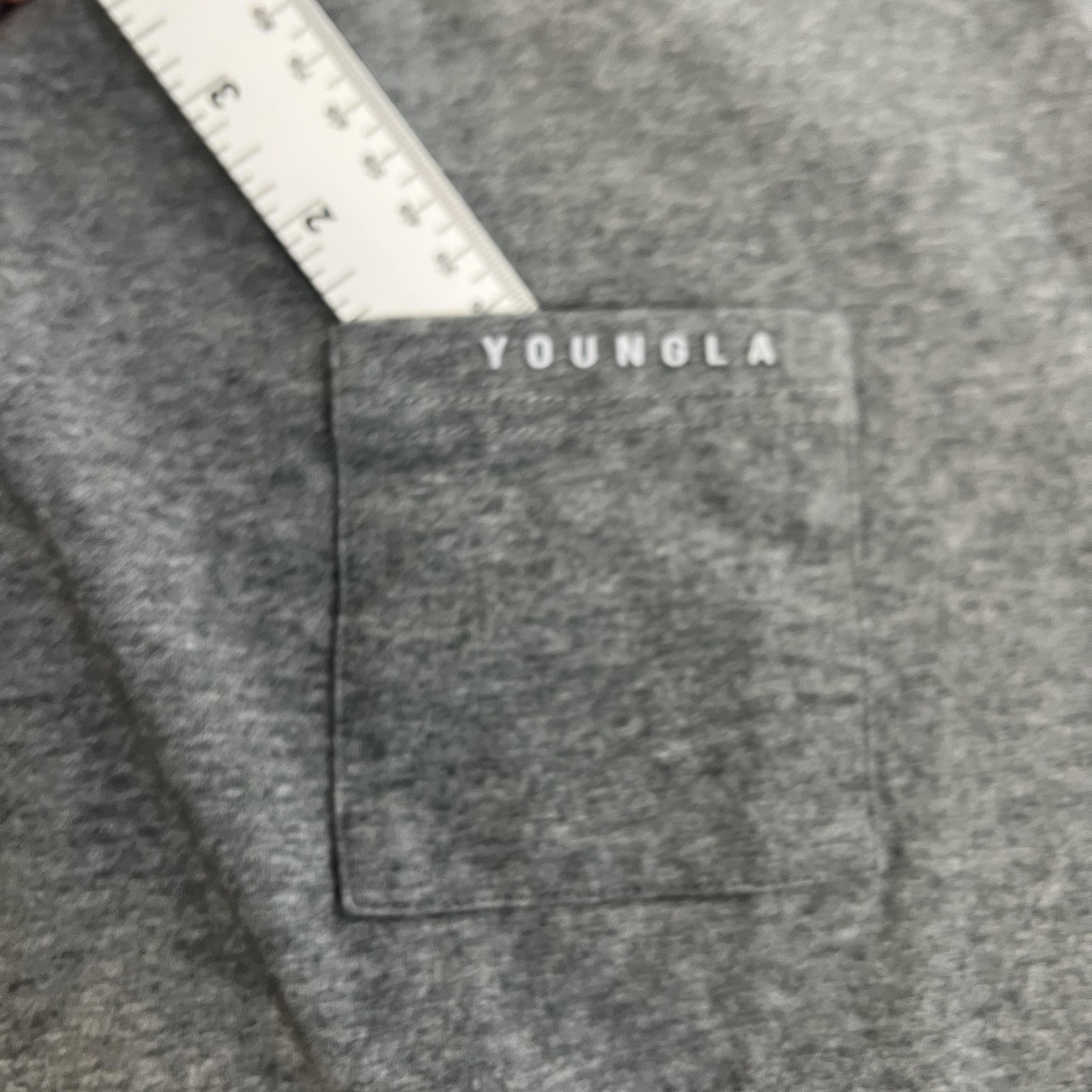 YoungLA Shirt Mens Extra Large Gray Pocket Crewneck Curved Hem Casual YLA406 Tee gallery