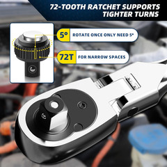 1/4″ Drive Extra Long Flex Head Ratchet 72-Tooth, 12 Inch Long, Socket Wrench Qu