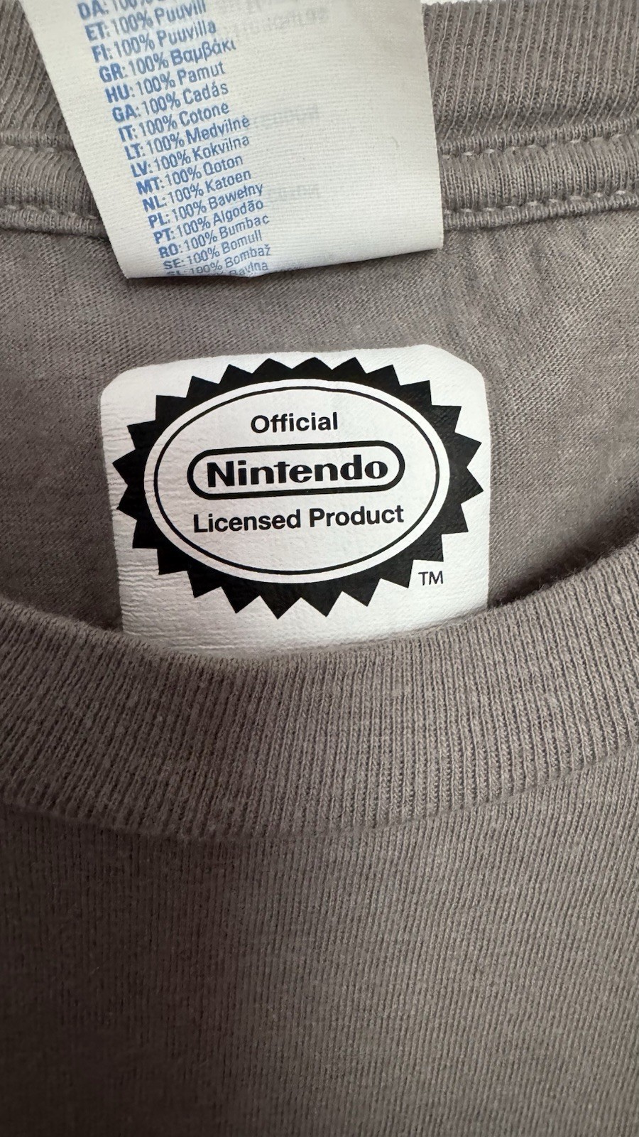 Nintendo Official Super Mario Bros Mario Gray Graphic Logo Crew Neck T-Shirt M gallery
