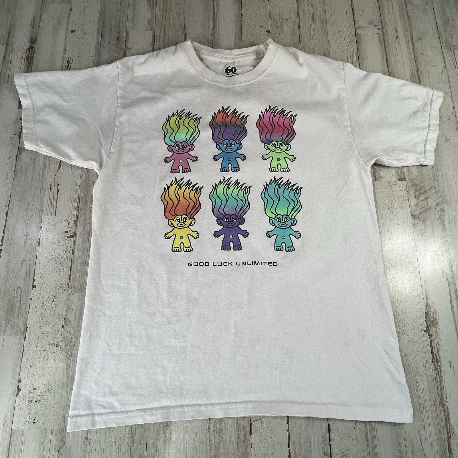 Good Luck Trolls T Shirt Mens Size M White Short Sleeve Crew Neck Casual Adults gallery
