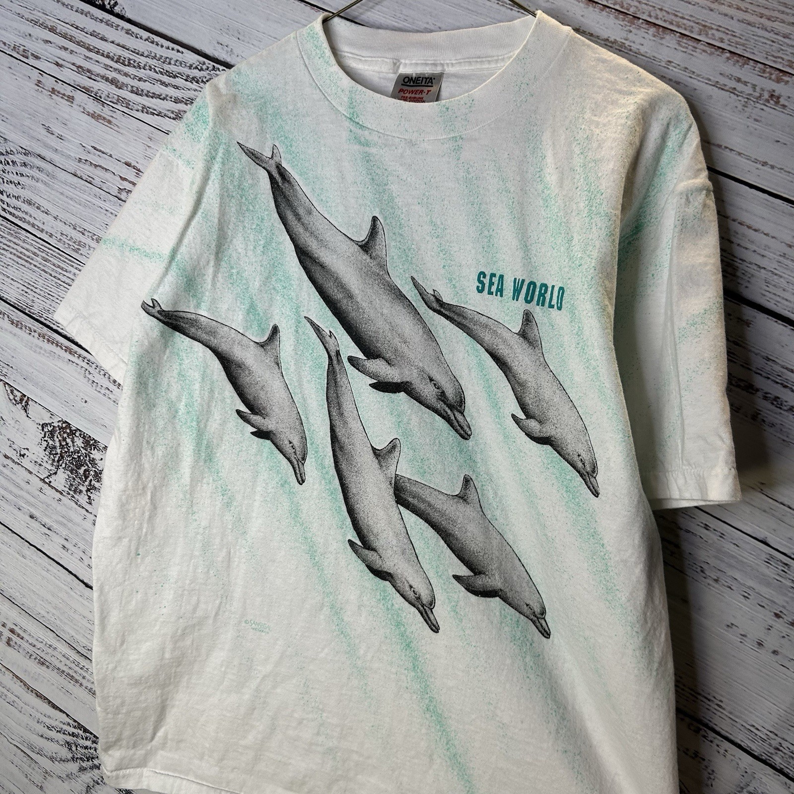 Vintage Sea World Single Stitch T-Shirt Nature All Over Print Graphic Dolphins L gallery
