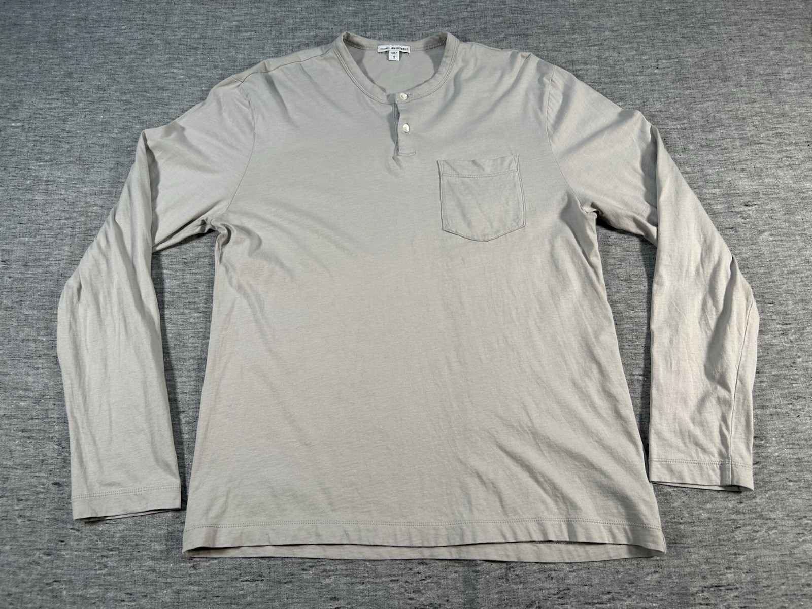 Standard James Perse Henley Shirt Mens 2 Medium Grey Long Sleeve Cotton gallery