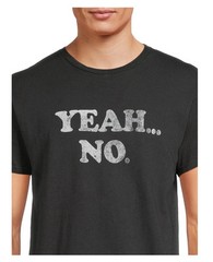 YEAH NO Men’s Size S (34-36) Humor Graphic T-Shirt Short Sleeve • Black