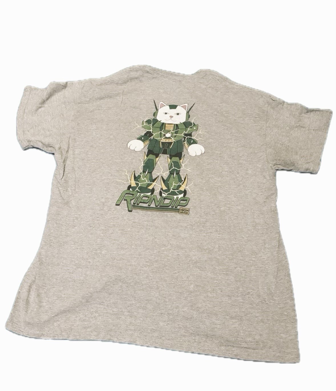 RIPNDIP High Grade Men’s XL Gray Cotton Graphic Cat Logo Crew Neck T-Shirt gallery