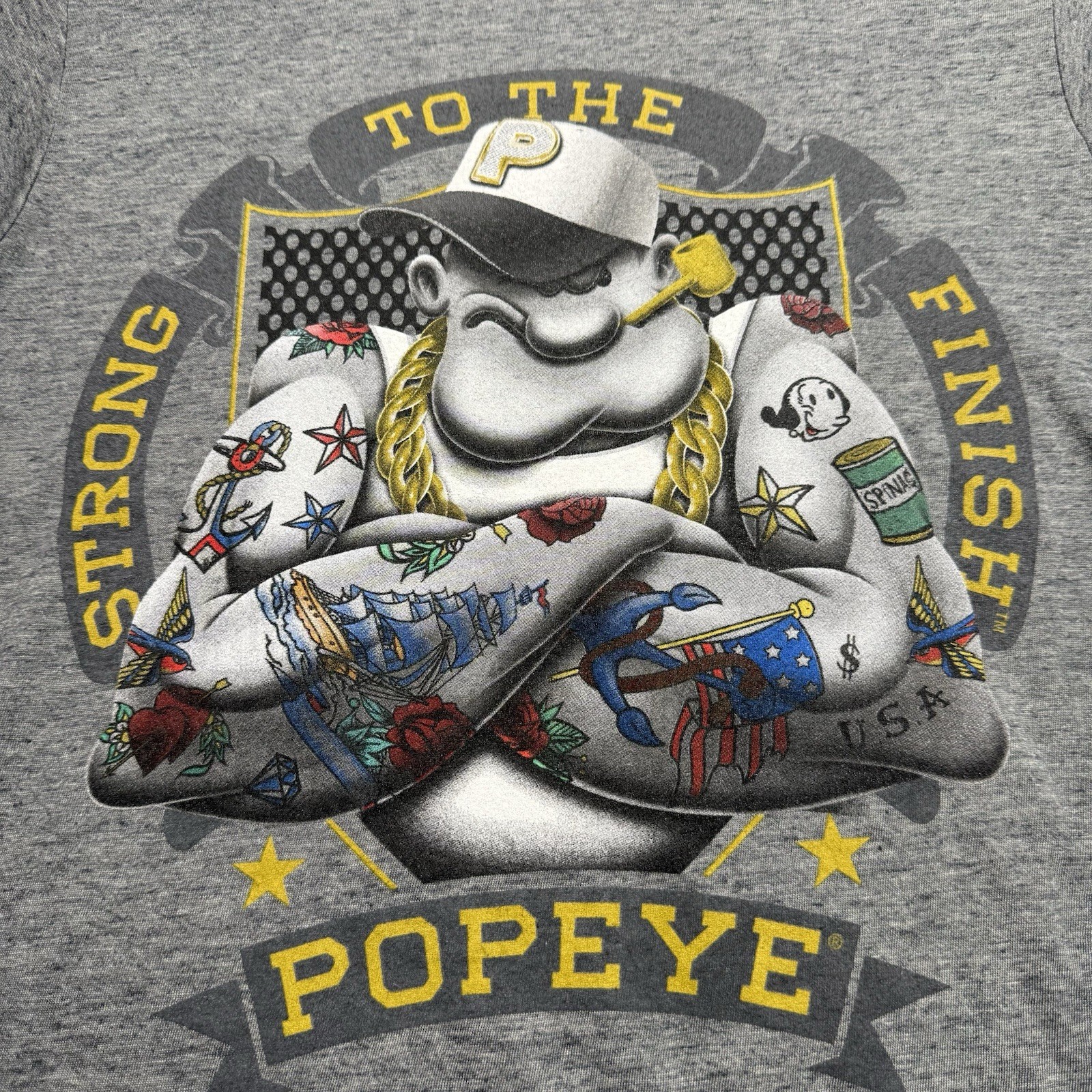 Officially licensed Popeye the Sailor Man Gray T-shirt Size Medium gallery