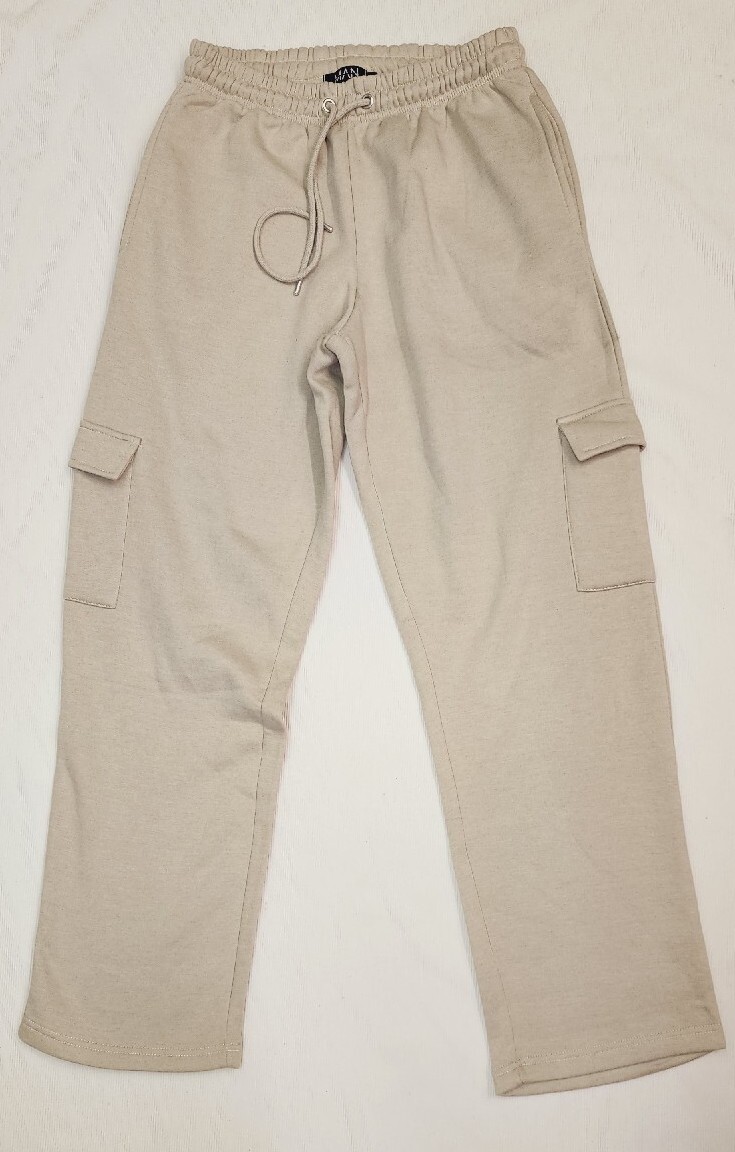 boohoo MAN OVERSIZED CARGO T-SHIRT TRACKSUIT -STONE -(Size Medium)NEW gallery
