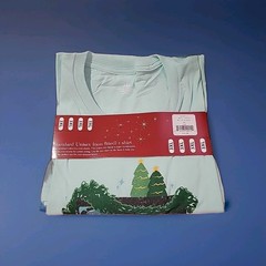 Men’s Blue Light weight Knit Short sleeve Graphic Christmas T-shirt ( Size: 3XL