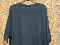 Manfinity Mens Textured Knit Navy Blue Short Sleeve Crew Neck T-Shirt Size L