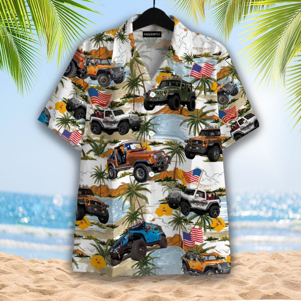 American Flag Jeep Car Hawaiian Shirt gallery