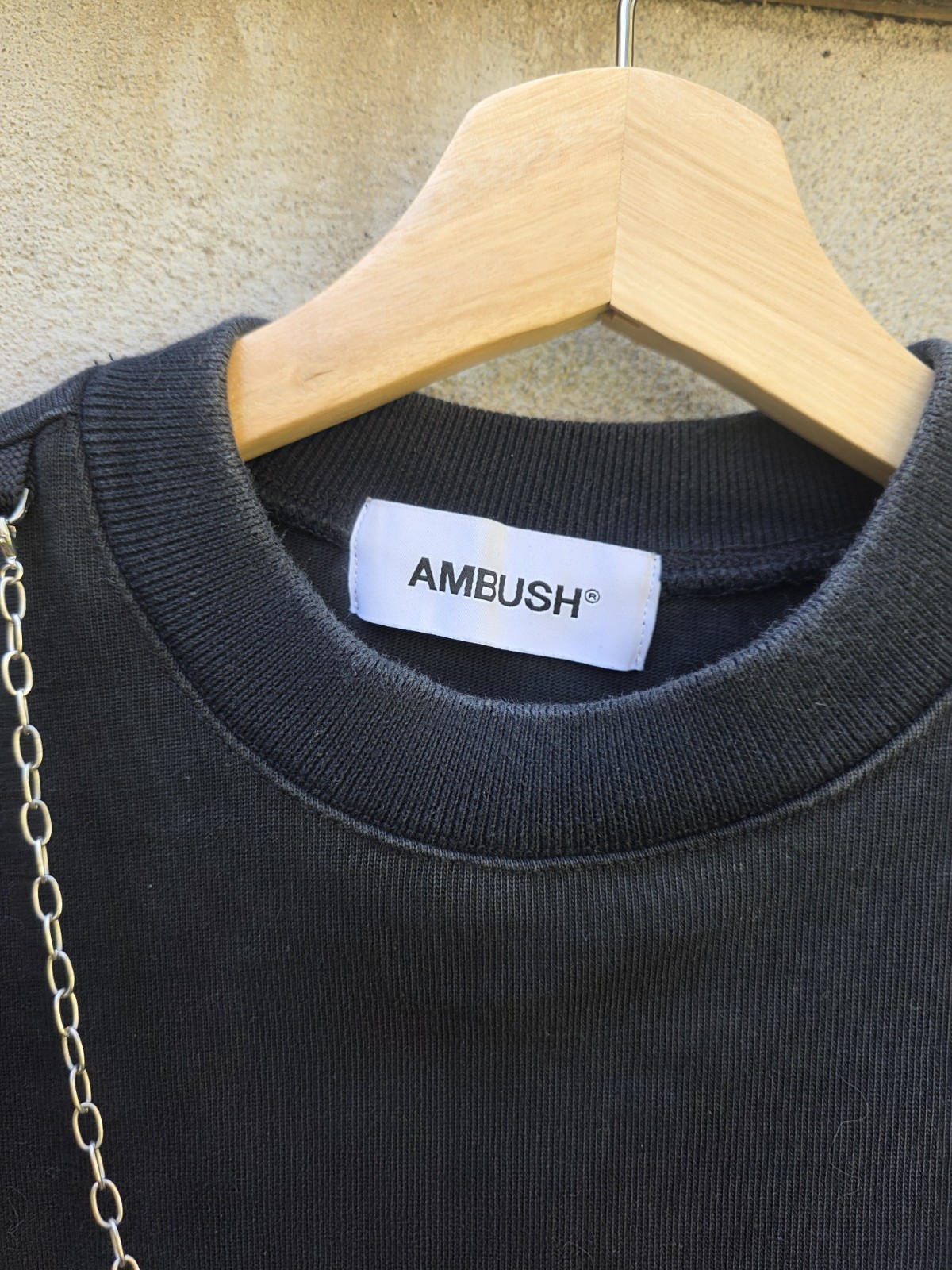 Ambush Chain Collar Logo Black Cotton T-Shirt - Size 3 gallery