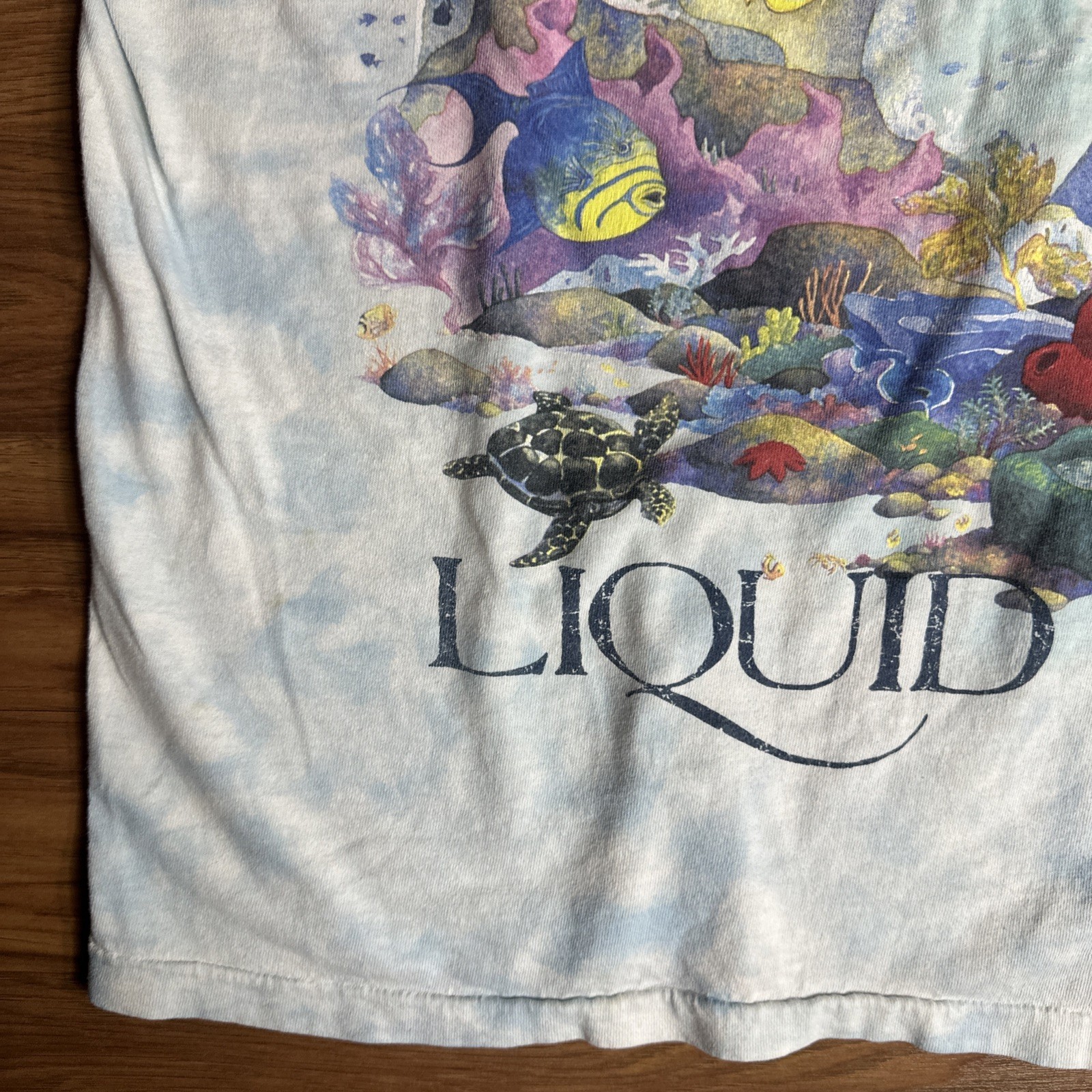 Vintage 1992 Liquid Blue Coral Reef Aquatic Sea Life Fish AOP Shirt XL Tie Dye gallery