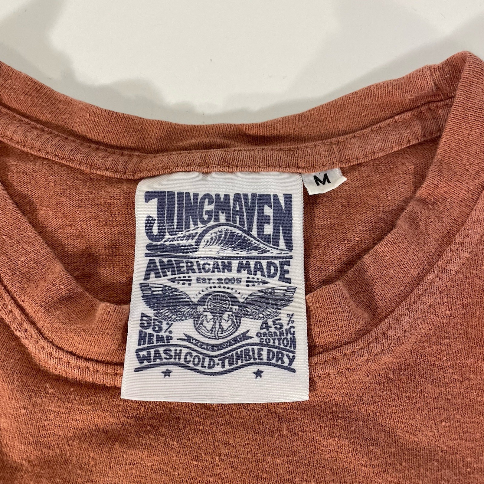Jungmaven Pocket T Shirt Burnt Orange Long Sleeve Hemp Organic Cotton Men Medium gallery