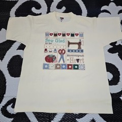 Vtg 90’s Air Waves Single Stitch Sew Glad To Be Homespun Heart Crafting Lrg