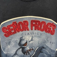 Surfing señor frogs Classics Raised Felt Letters Blue T Shirt large