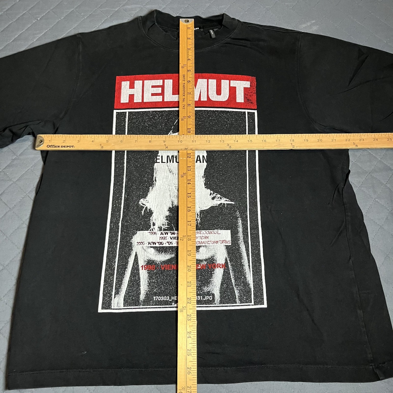 Helmut Lang Hans Tall Tee Black Graphic Print T-Shirt Mens Large gallery