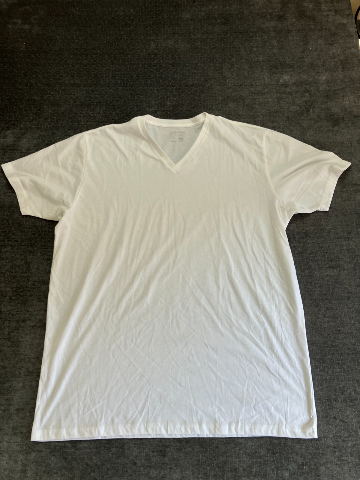 Fresh Clean Threads T-Shirt Mens 2XL White Cotton Short Sleeve V-Neck Casual gallery