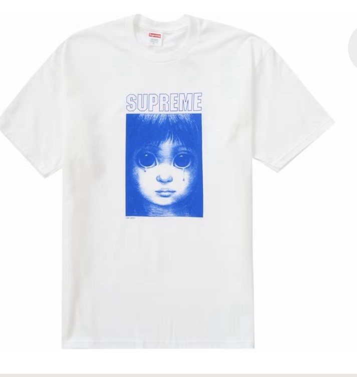Supreme Men’s White Logo Graphic Print Cotton Crew Neck Short Sleeve T-Shirt M