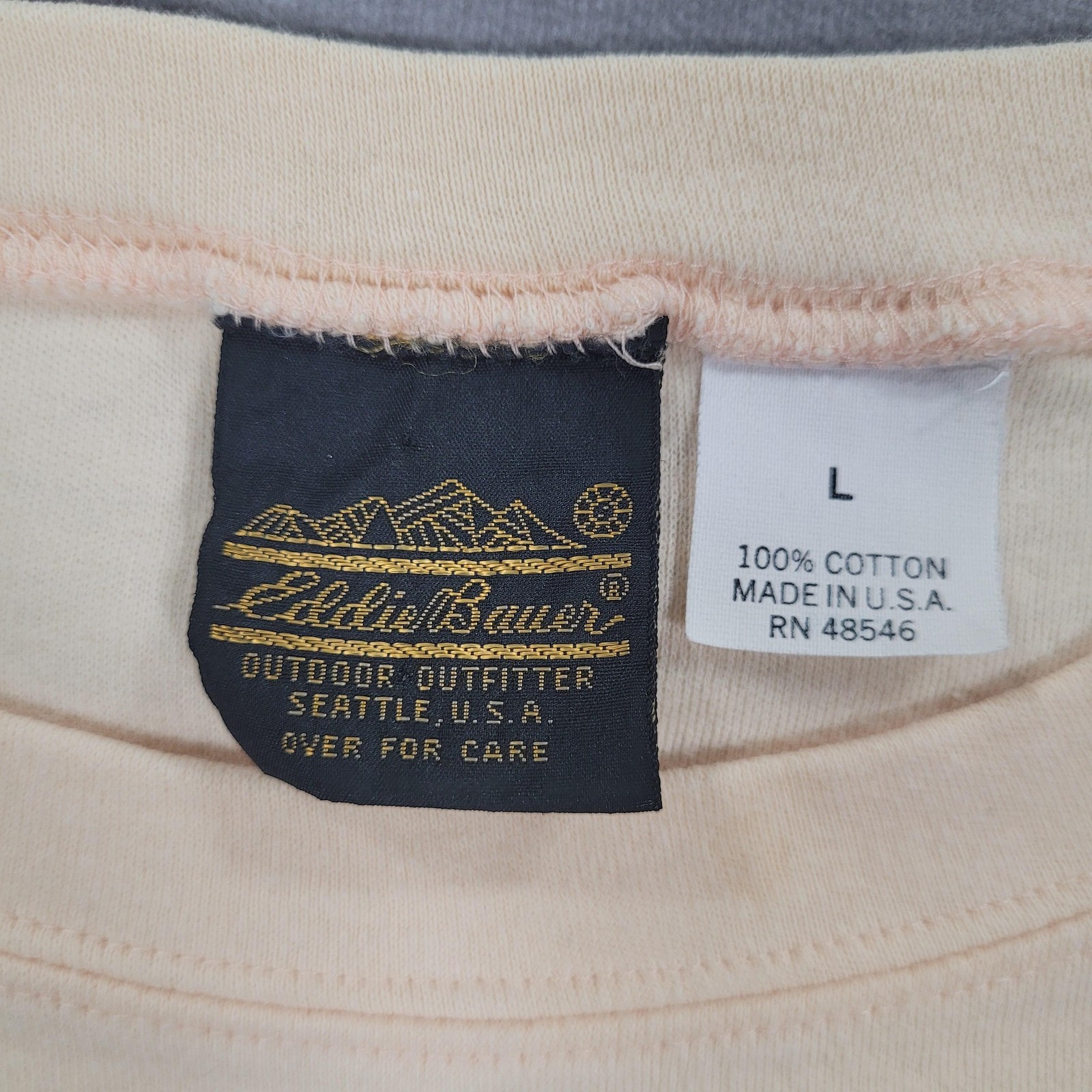 Vintage Eddie Bauer Shirt Mens Large Beige Made USA Pocket Basic Boxy Minimalist gallery