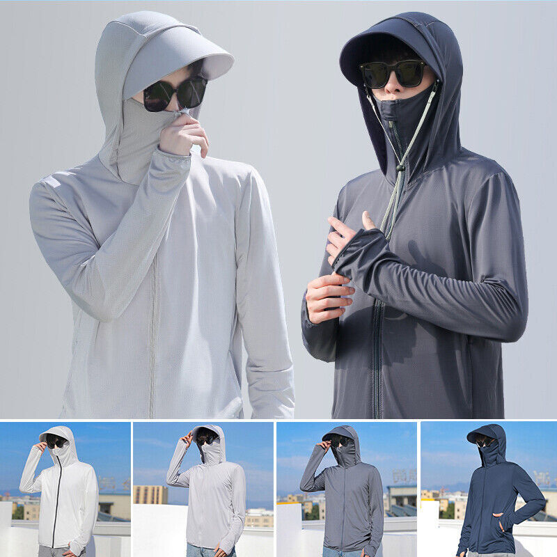 Upf 50+ Men's Long Sleeve Sun Skin Protection T-Shirt Outdoor Fishing Hoodies Us gallery