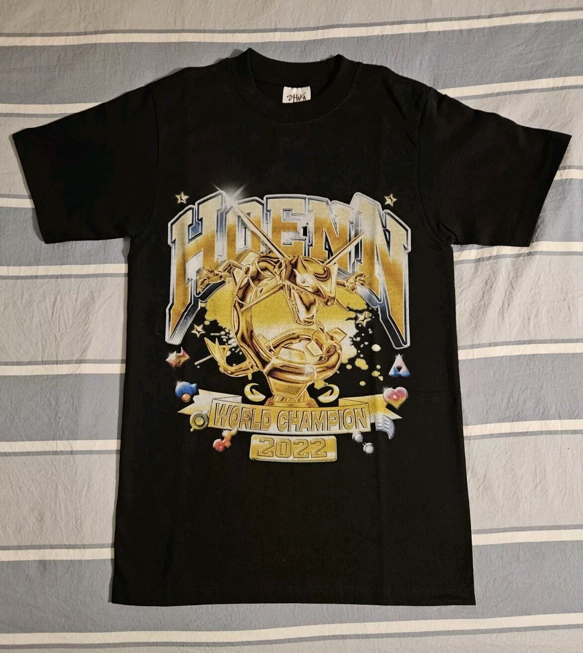 Bootleg Pokemon Black T Shirt Generation 3 Hoenn World Champion Rayquaza Sz S