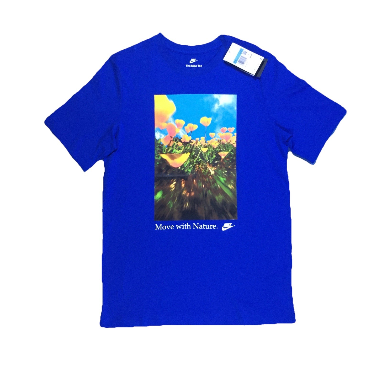 The Nike Tee Move with Nature Mens Blue Size Medium Tall Graphic T-Shirt gallery