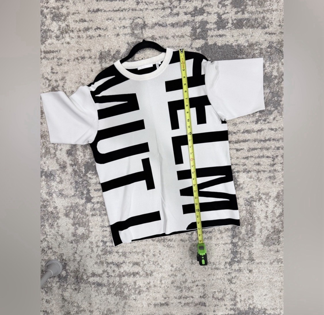 Helmut Lang White and Black Short Sleeve Logo Tee gallery