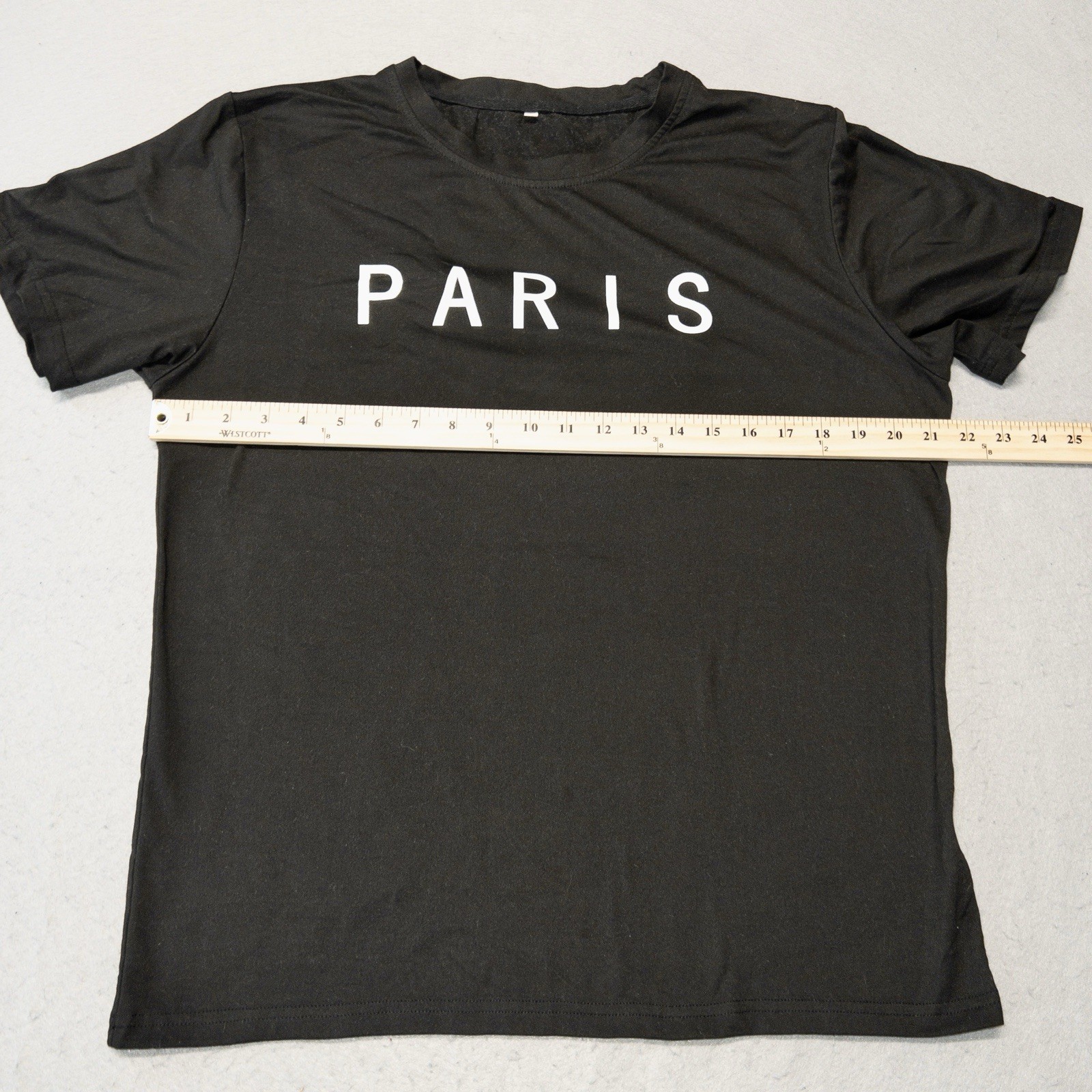 Paris Mens Black Spell Out T Shirt Medium White Text Minimalist Fashion gallery