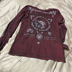 American Fighter Men’s Long Sleeve Deep Red Thermal Shirt, Size Large