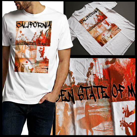 California Skateboarder T-Shirt Tourist Venice Beach Vacation Surfer Cotton Tee