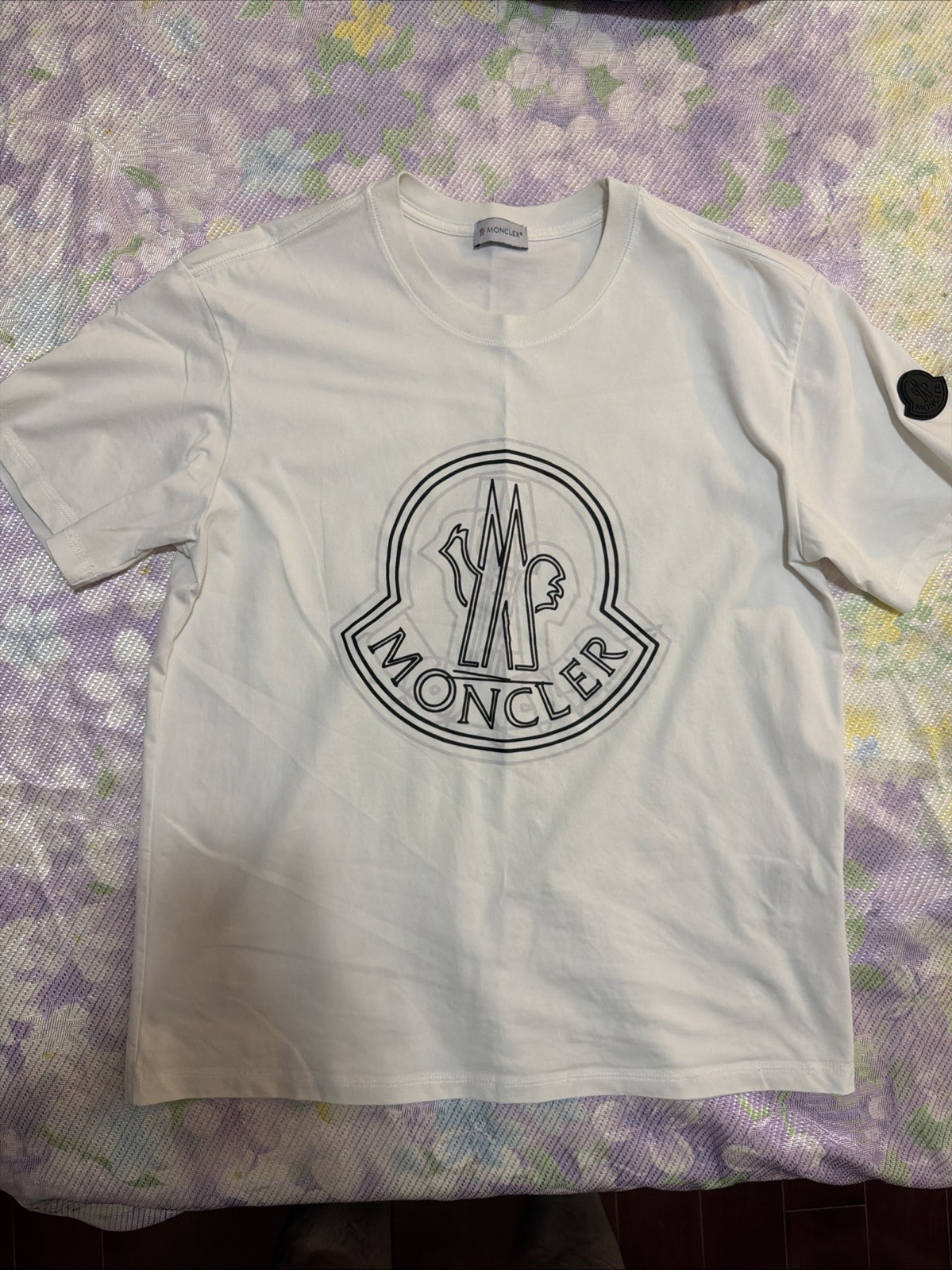 MONCLER COTTON LOGO T-SHIRT WHITE SIZE (S)
