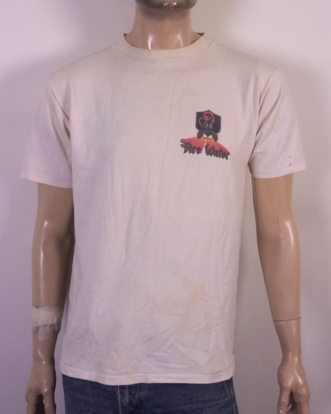 vintage 80s 90s single stitch 100 Proof Original Fire Water T-Shirt Dragon SZ M gallery
