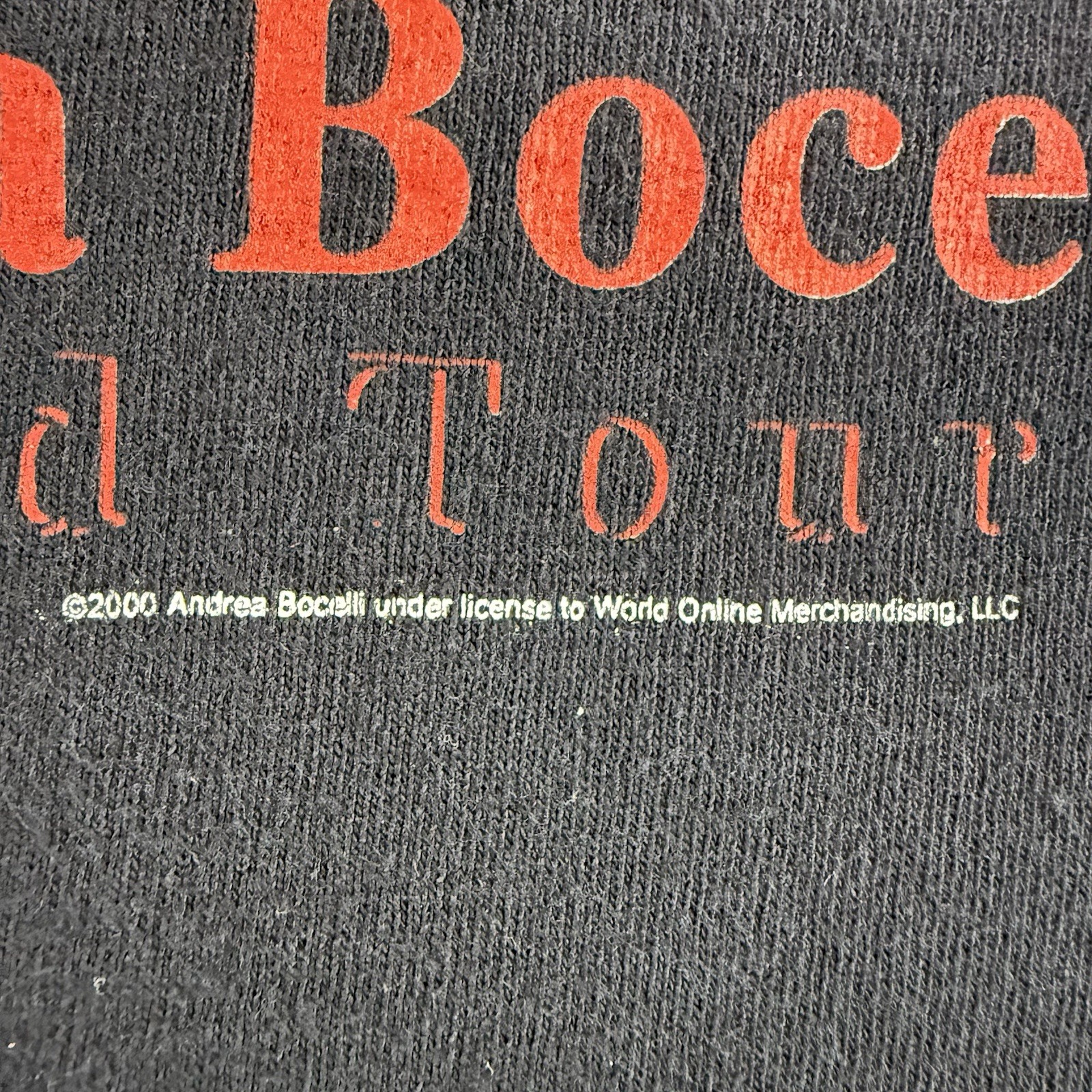 Vintage 2000 Andrea Bocelli World Tour T Shirt Men's Medium Y2K Concert Tee gallery