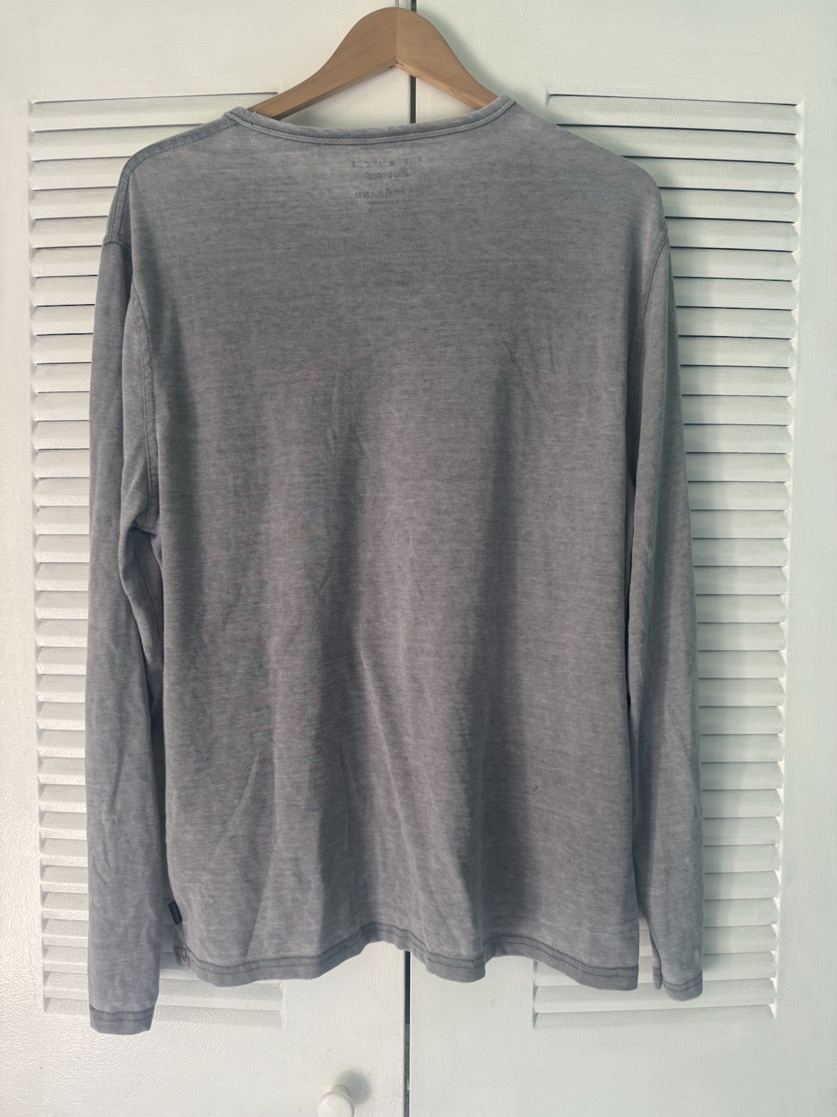 Lucky Brand Venice Burnout Gray Semi Sheer Shirt Boho Coastal Mens Large gallery