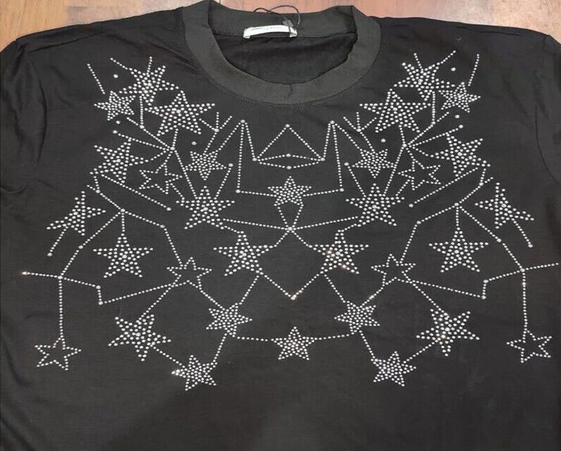New Men Luxury Diamond Star Rhinestones Fashion Black White T-Shirt High Quality gallery