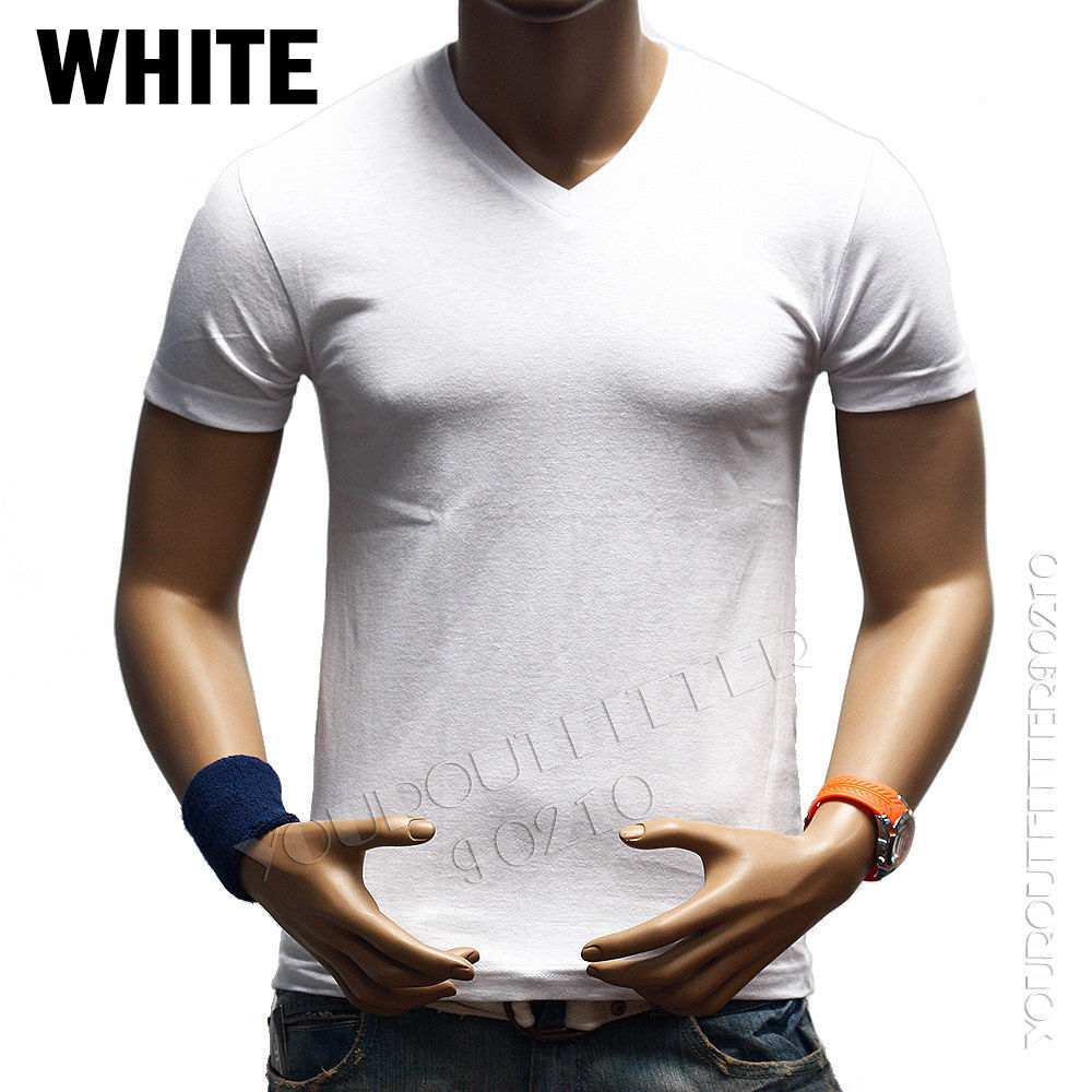 Men Slim T-Shirt V-Neck Fashion Muscle Plain Solid Casual Active Gym Tee S-2X gallery