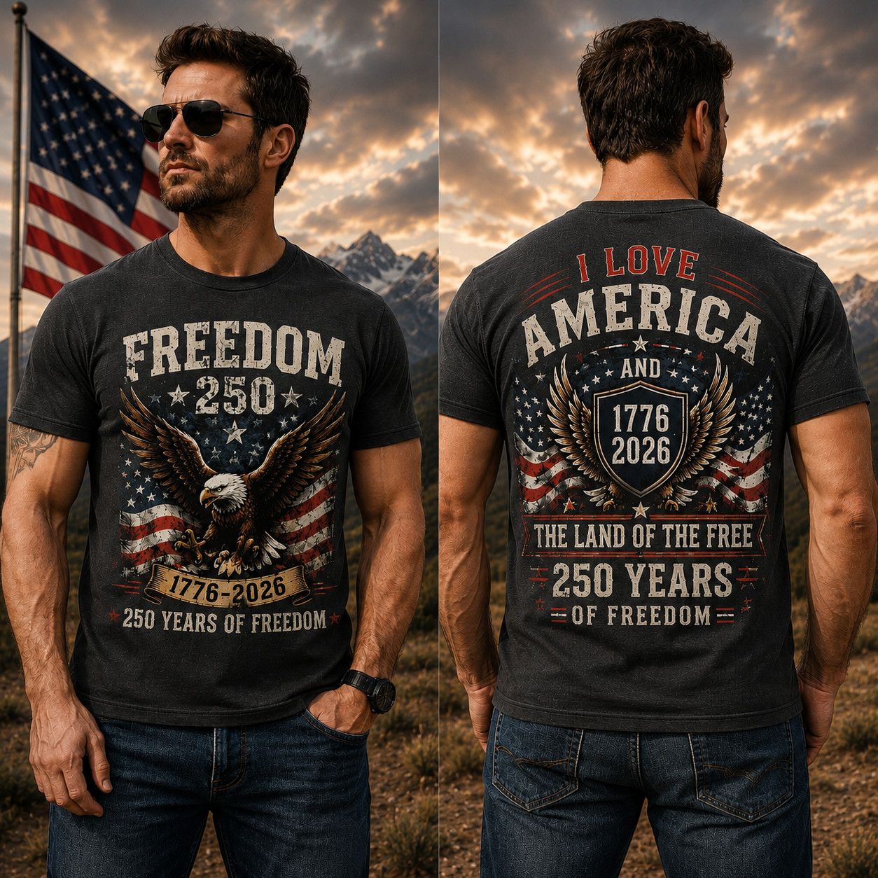 250th Anniversary America T-Shirt, 250th Years Of Freedom Size S-5XL gallery