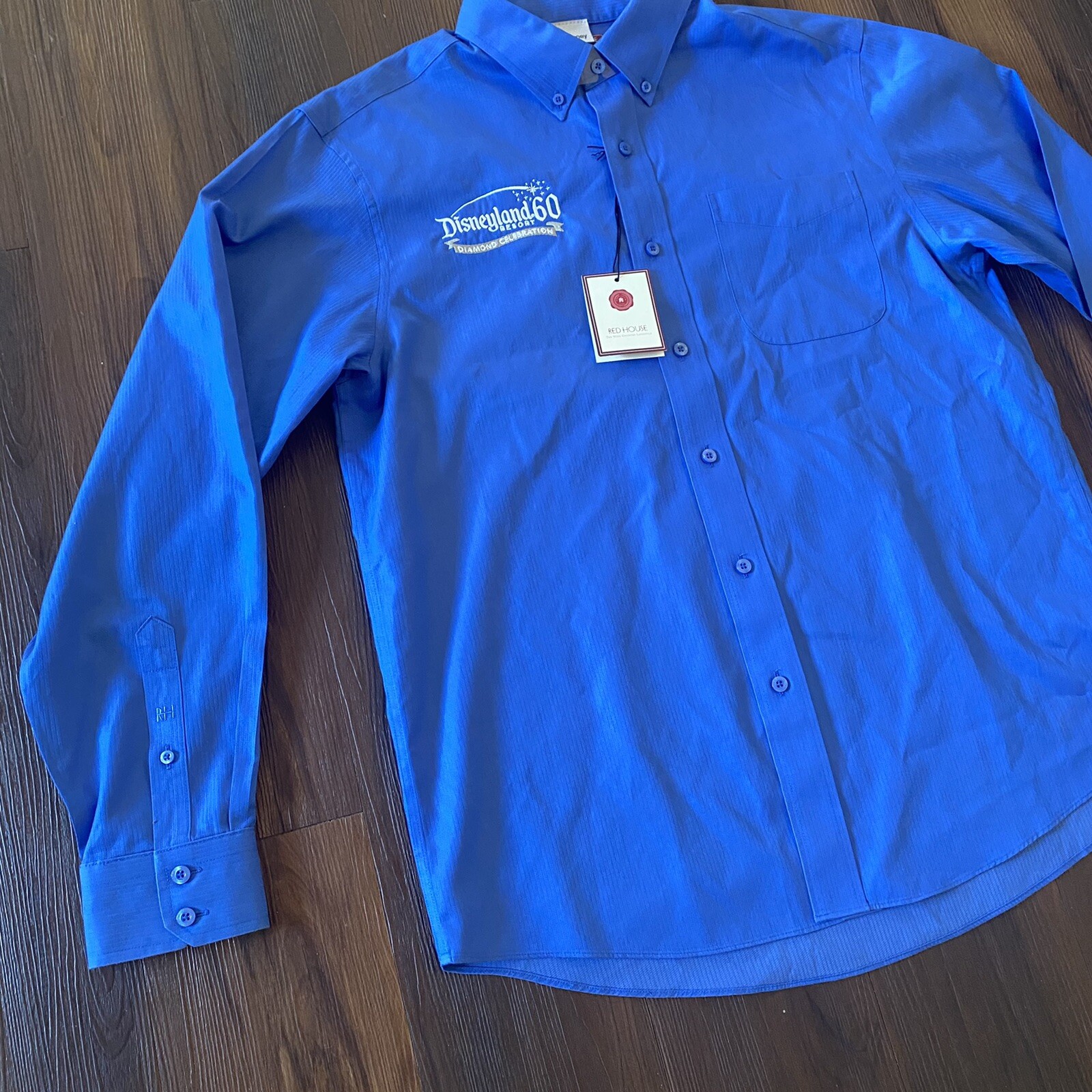 Disneyland Resort Button Dress Shirt Sz M Diamond Celebration Blue Long Sleeve gallery