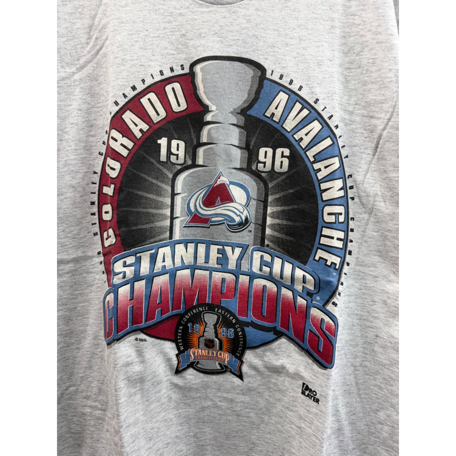 Vintage 1996 Colorado Avalanche Stanley Cup Champions Shirt Men L Gray Artex NHL gallery